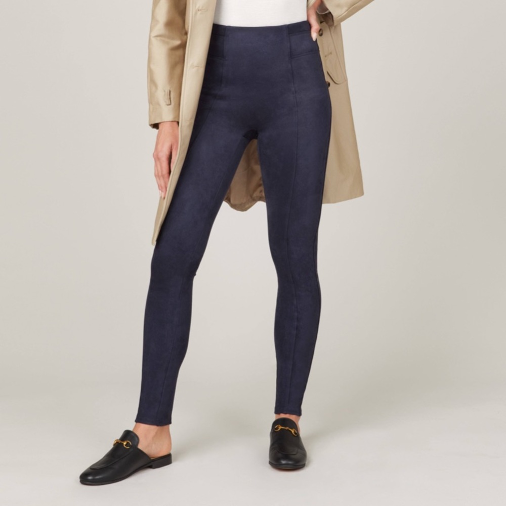 Spanx Faux Suede Leggings Classic Navy Sz Small Petite